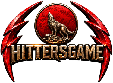 Kırmızı kanatlı kurt amblemi ve HITTERSGAME yazısı